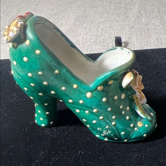 Floral Green Polka Dot Women's Shoe. KK574 - Picture 3 of 4